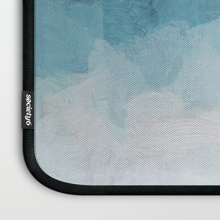 Stormy Seas - Aqua Teal Turquoise Sky Blue White Gray Abstract Art Modern Painting Laptop Sleeve Gallery Image 3