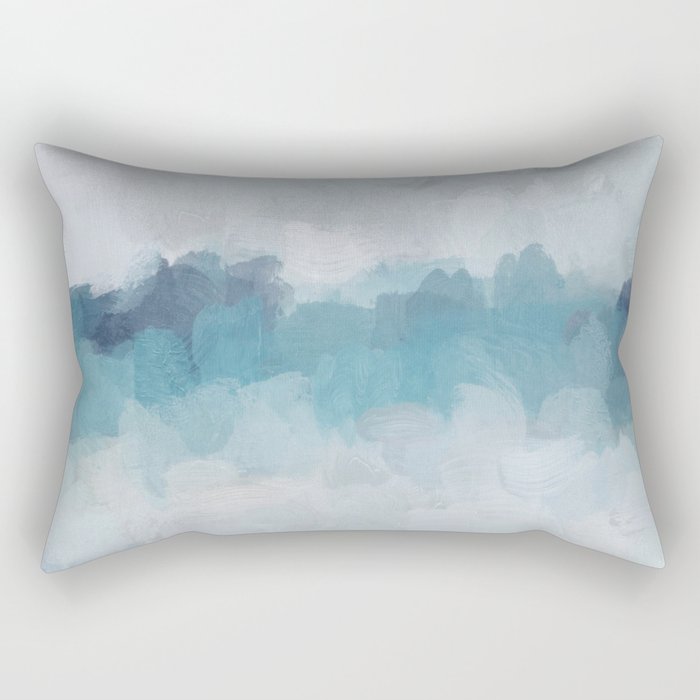 Stormy Seas - Aqua Teal Turquoise Sky Blue White Gray Abstract Art Modern Painting Rectangular Pillow Gallery Image 2