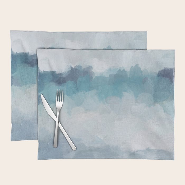 Stormy Seas - Aqua Teal Turquoise Sky Blue White Gray Abstract Art Modern Painting Placemat Gallery Image 1