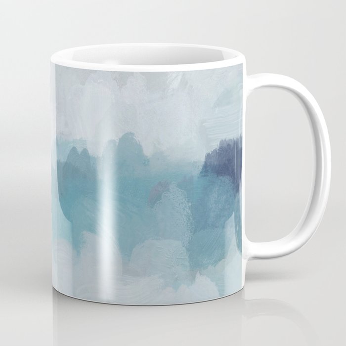 Stormy Seas - Aqua Teal Turquoise Sky Blue White Gray Abstract Art Modern Painting Coffee Mug Gallery Image 1