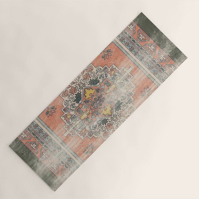 turkish floral - orange & olive green Yoga Mat Gallery Image 1