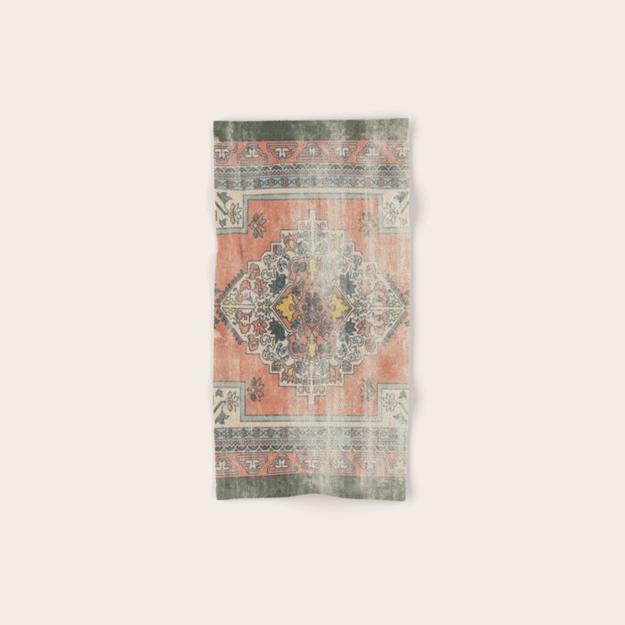 turkish floral - orange & olive green Hand & Bath Towel Gallery Image 1