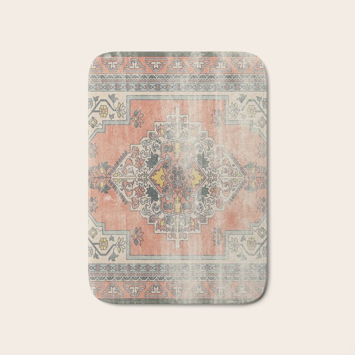 turkish floral - orange & olive green Bath Mat Gallery Image 1