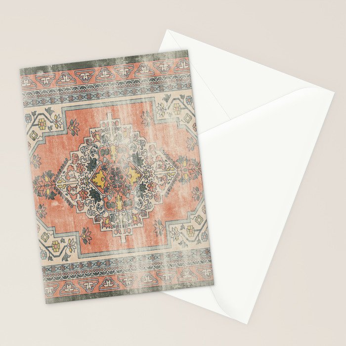 turkish floral - orange & olive green Stationery Card Gallery Image 2