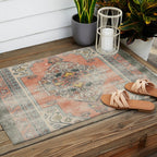 turkish floral - orange & olive green Outdoor Rug Gallery Image 2