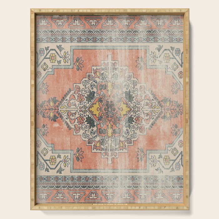 turkish floral - orange & olive green Serving Tray Gallery Image 1