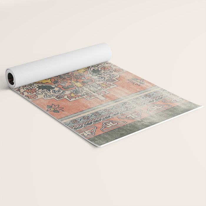 turkish floral - orange & olive green Yoga Mat Gallery Image 2