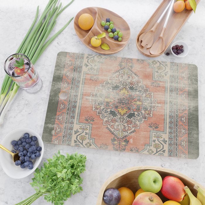 turkish floral - orange & olive green Cutting Board Gallery Image 2