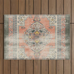turkish floral - orange & olive green Outdoor Rug Gallery Image 1