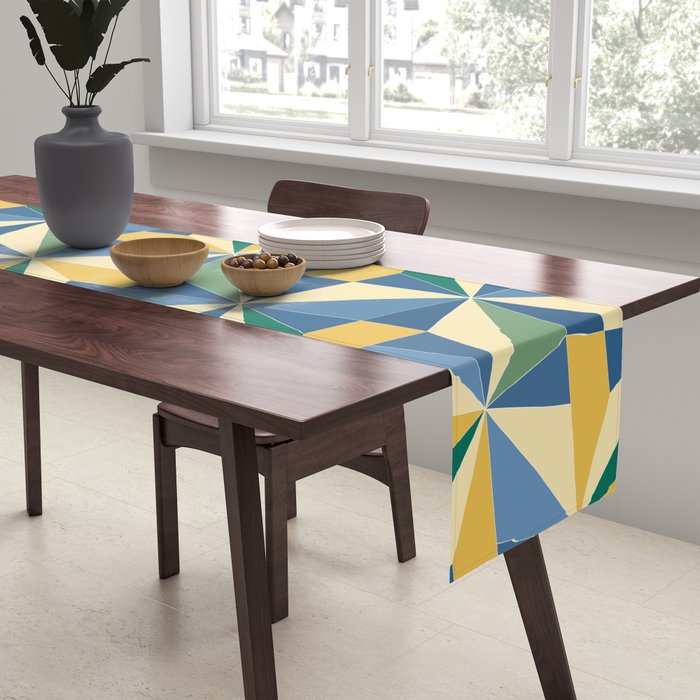 Kaleidoscope Tile Pattern XV Bold Colorful Summer Table Runner Gallery Image 2
