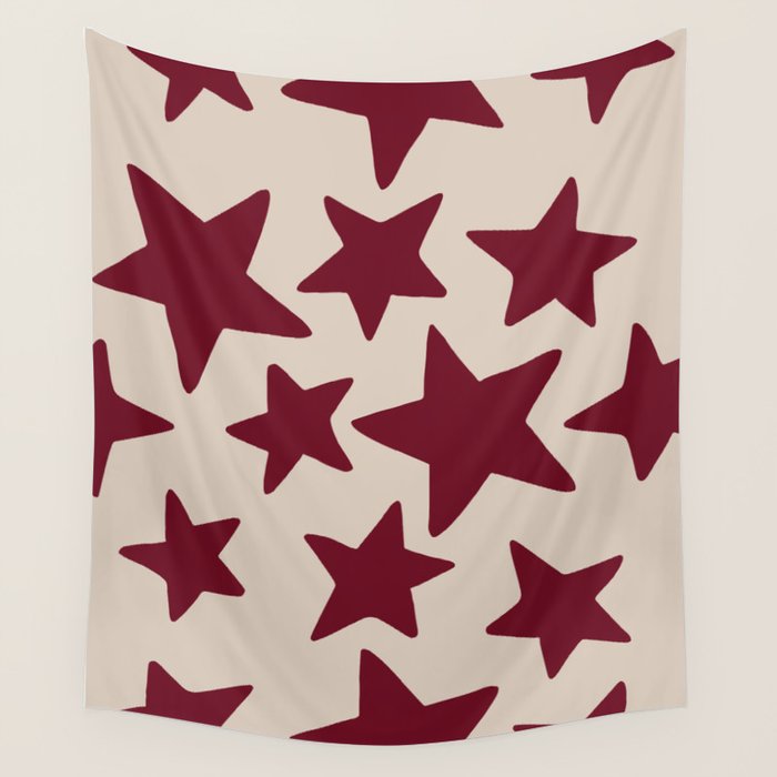 Wine Wonky Stars Wall Tapestry Gallery Image 1