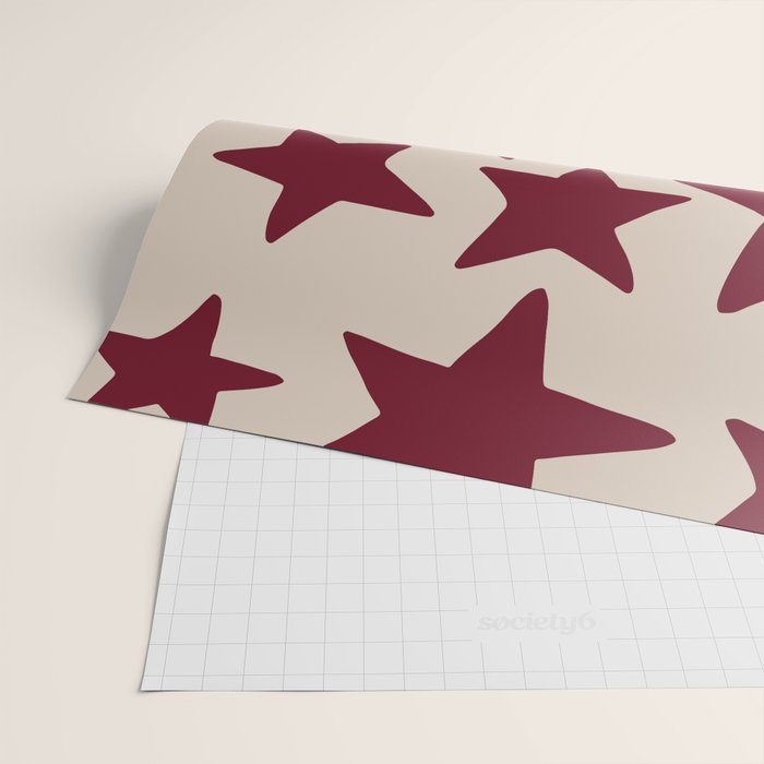 Wine Wonky Stars Wrapping Paper Gallery Image 2