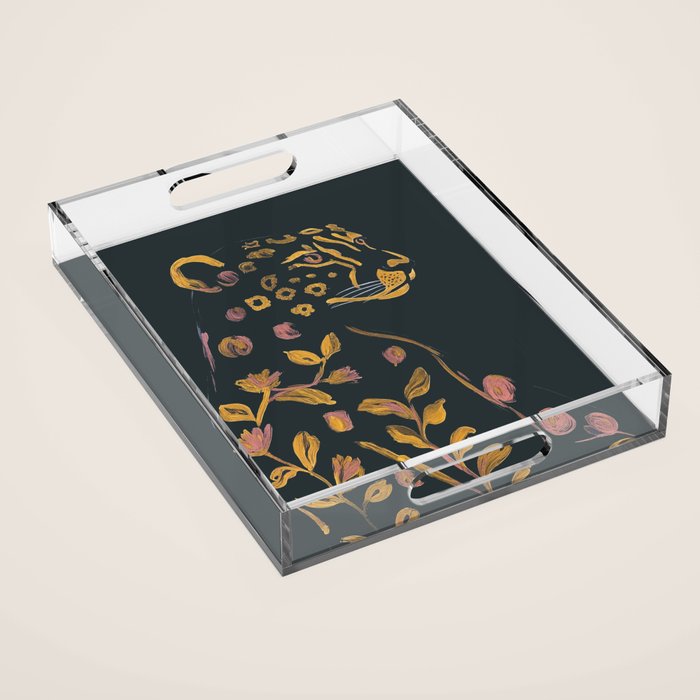 Floral Cheetah Acrylic Tray Gallery Image 1