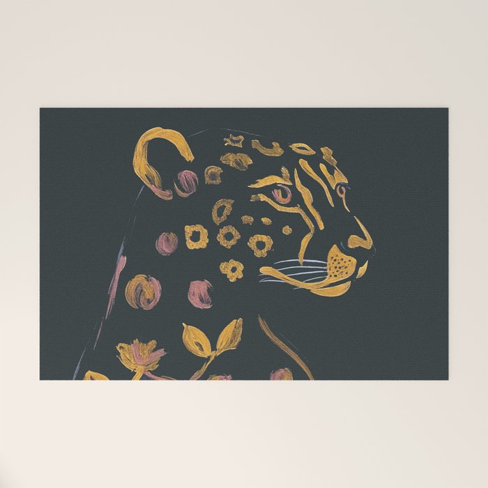 Floral Cheetah Welcome Mat Gallery Image 1
