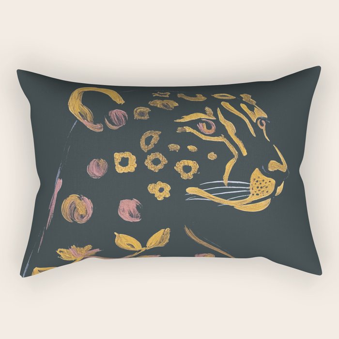 Floral Cheetah Rectangular Pillow Gallery Image 1