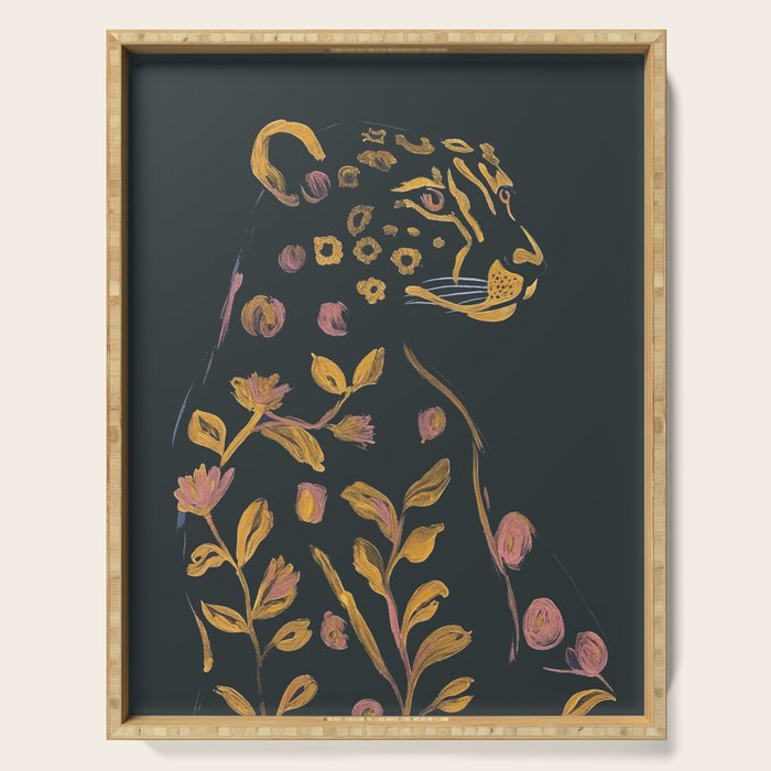 Floral Cheetah Serving Tray Gallery Image 1