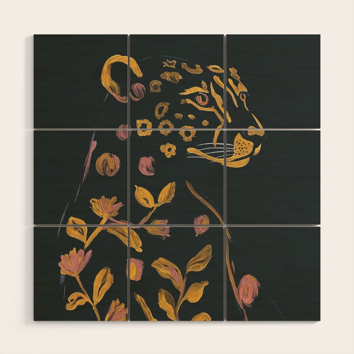 Floral Cheetah Wood Wall Art Gallery Image 1