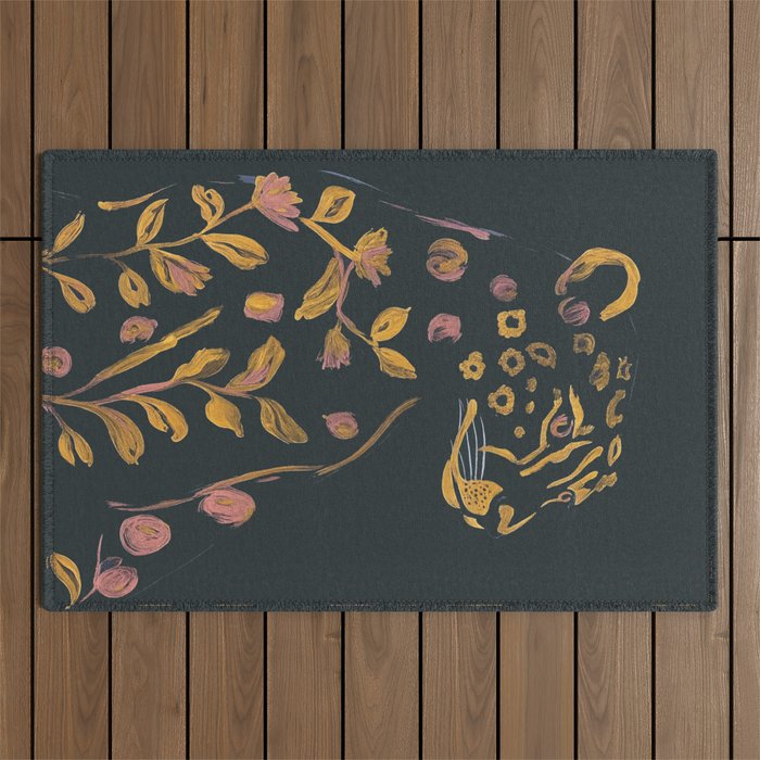 Floral Cheetah Outdoor Rug Gallery Image 1
