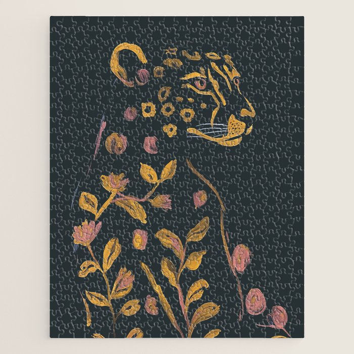 Floral Cheetah Jigsaw Puzzle Gallery Image 1