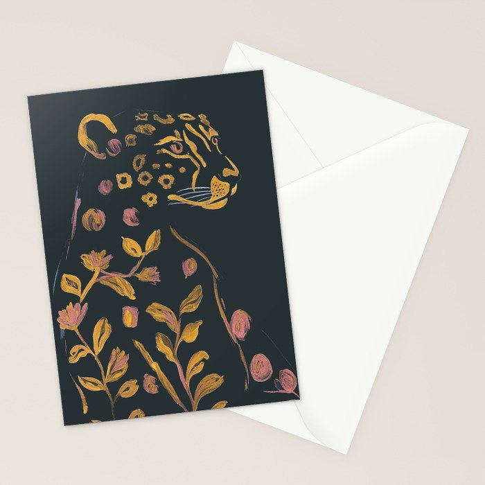 Floral Cheetah Stationery Card Gallery Image 2