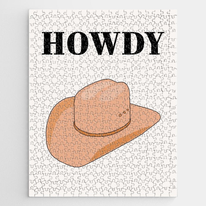 Howdy - Cowboy Hat Neutral Beige Jigsaw Puzzle Gallery Image 1