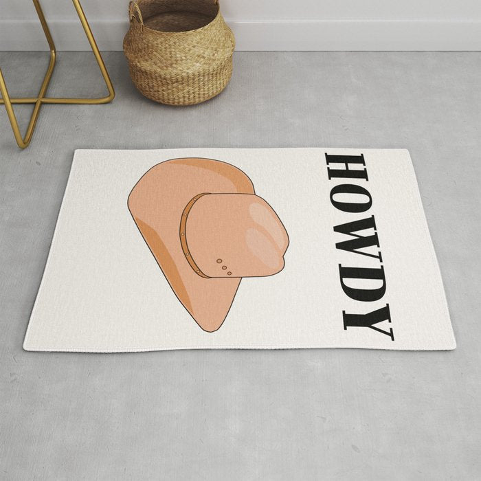 Howdy - Cowboy Hat Neutral Beige Rug Gallery Image 1