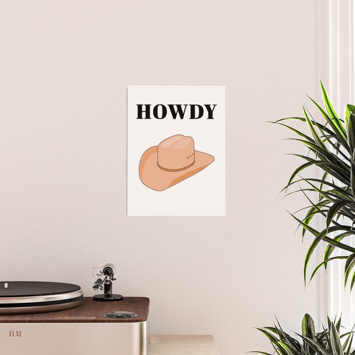 Howdy - Cowboy Hat Neutral Beige Poster Gallery Image 2