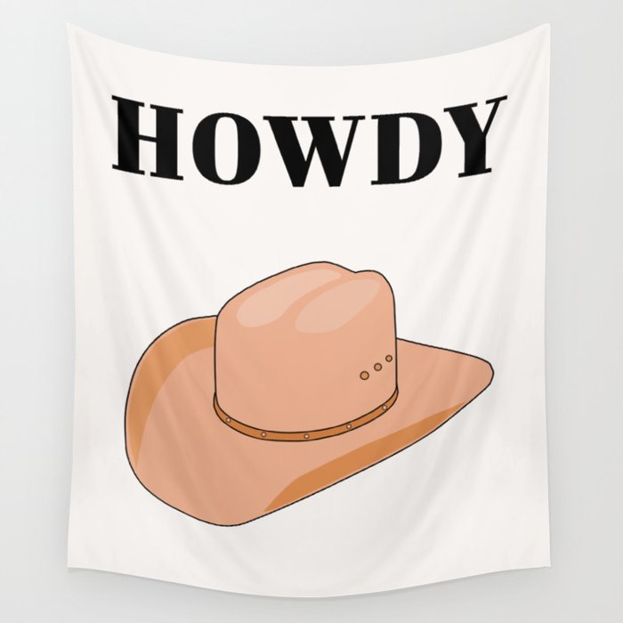 Howdy - Cowboy Hat Neutral Beige Wall Tapestry Gallery Image 4