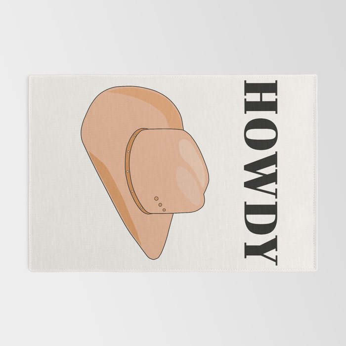 Howdy - Cowboy Hat Neutral Beige Rug Gallery Image 2