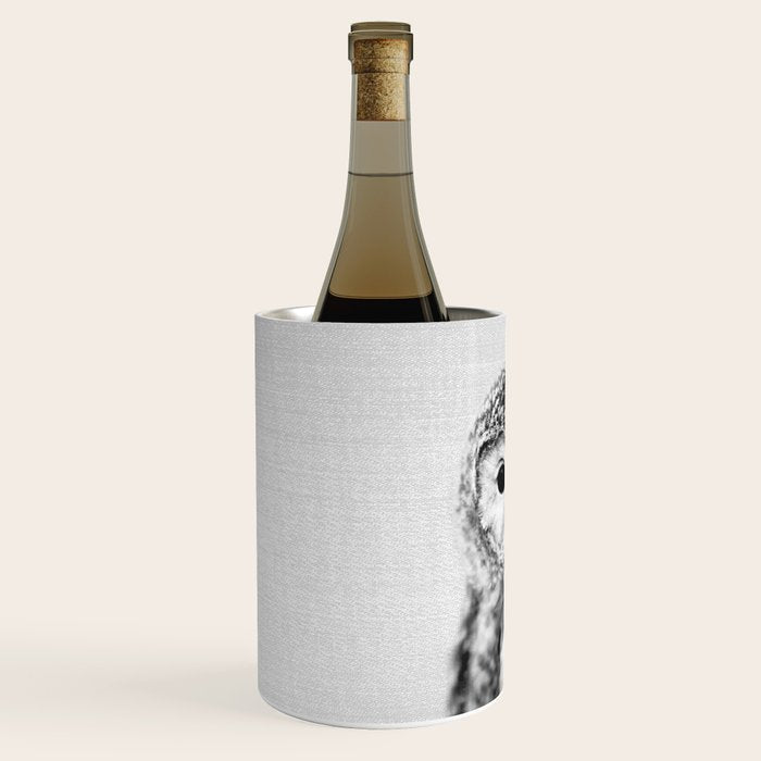 Baby Owl - Black & White Wine Chiller Gallery Image 2