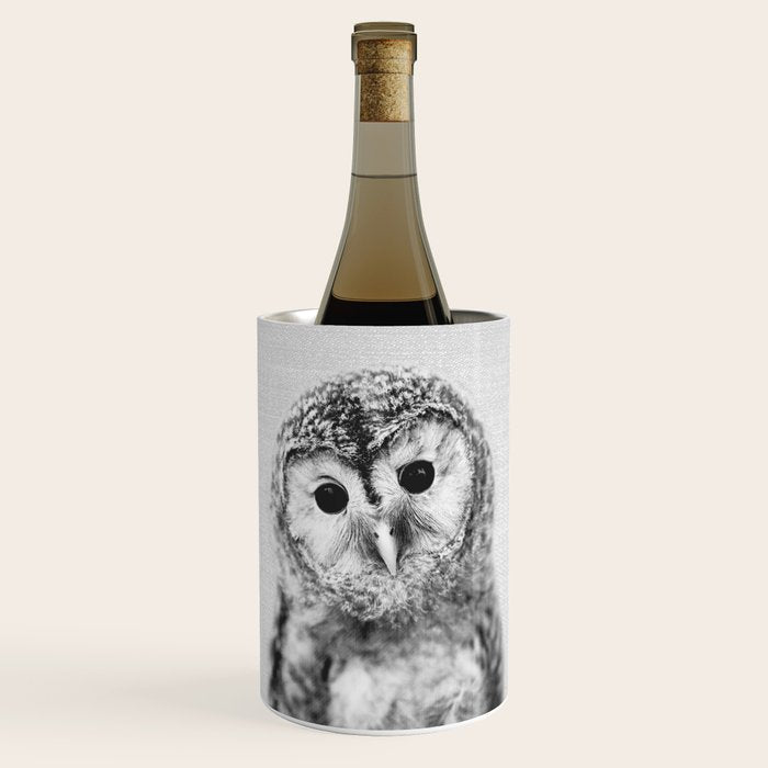Baby Owl - Black & White Wine Chiller Gallery Image 1