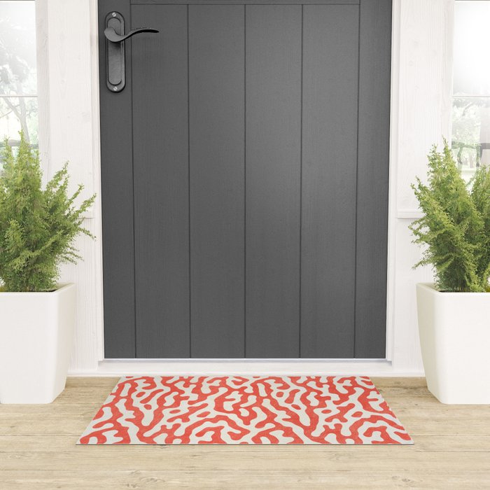 Living Coral Organic Pattern 2 Welcome Mat Gallery Image 3