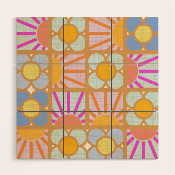 Sun and Blooms Patchwork Wood Wall Art Gallery Image 1