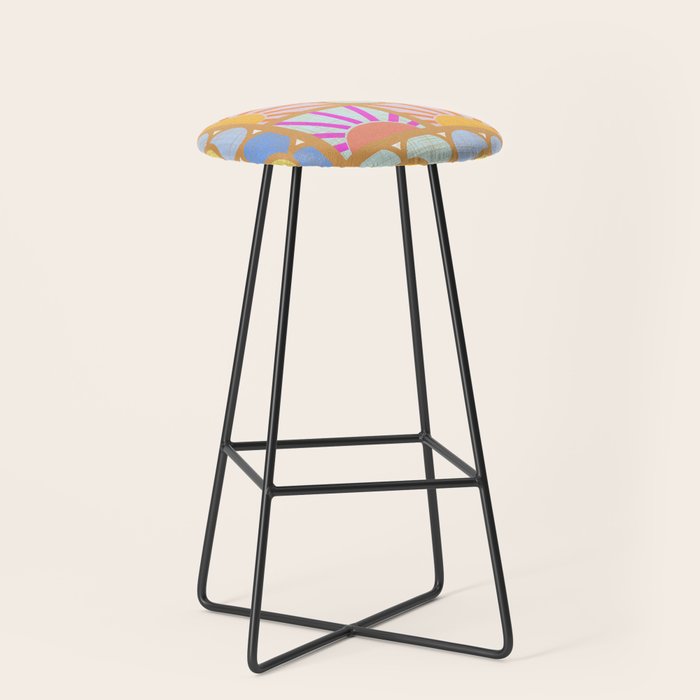 Sun and Blooms Patchwork Stool Gallery Image 1