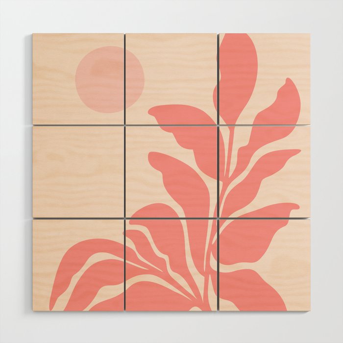 Pink Plant Abstract Landscape Wood Wall Art Gallery Image 1