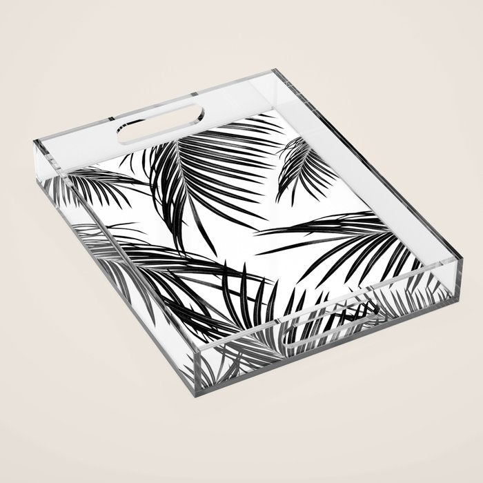 Black Palm Leaves Dream #1 #tropical #decor #art #society6 Acrylic Tray Gallery Image 1