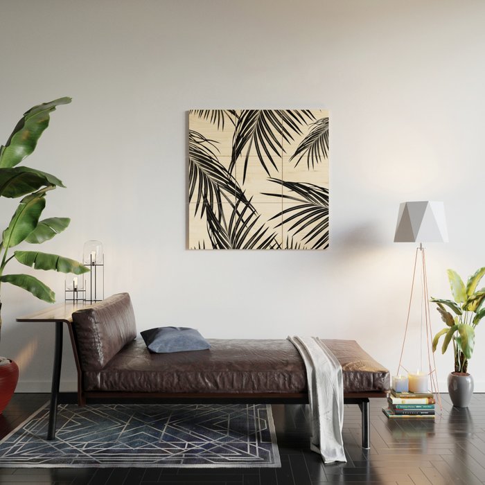 Black Palm Leaves Dream #1 #tropical #decor #art #society6 Wood Wall Art Gallery Image 2