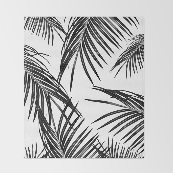 Black Palm Leaves Dream #1 #tropical #decor #art #society6 Throw Blanket Gallery Image 2