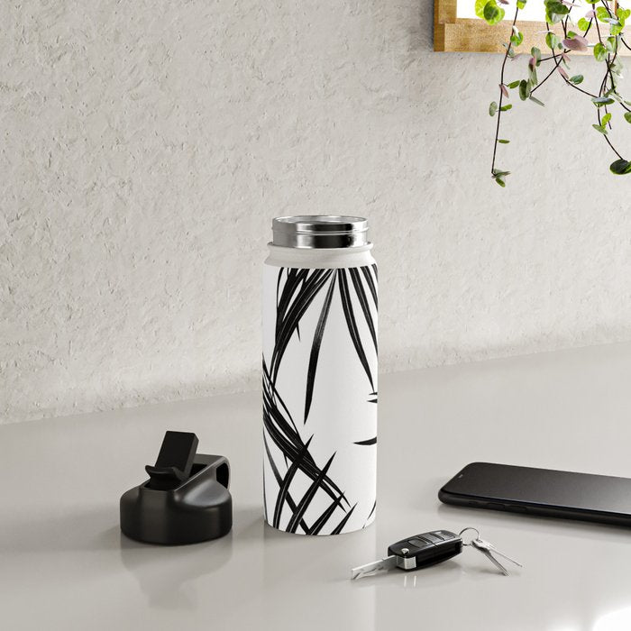 Black Palm Leaves Dream #1 #tropical #decor #art #society6 Water Bottle Gallery Image 4