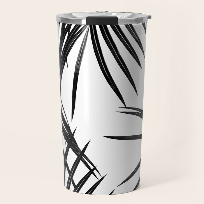 Black Palm Leaves Dream #1 #tropical #decor #art #society6 Travel Mug Gallery Image 1