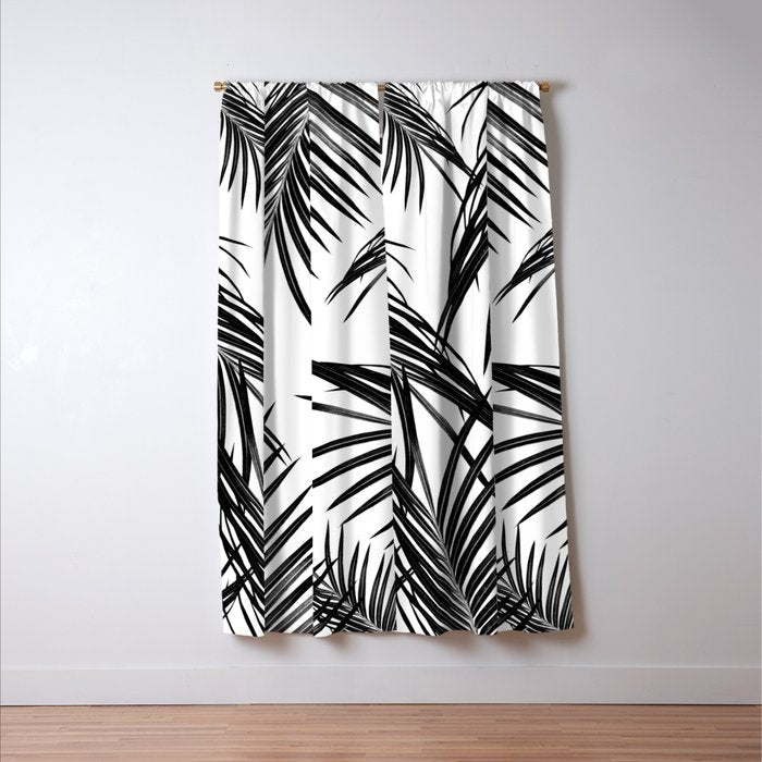 Black Palm Leaves Dream #1 #tropical #decor #art #society6 Window Curtain Gallery Image 3