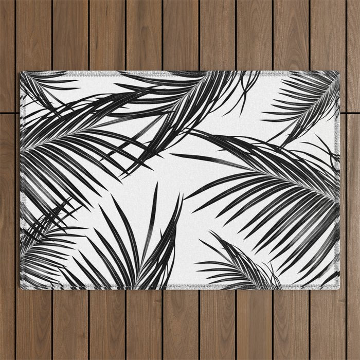Black Palm Leaves Dream #1 #tropical #decor #art #society6 Outdoor Rug Gallery Image 1