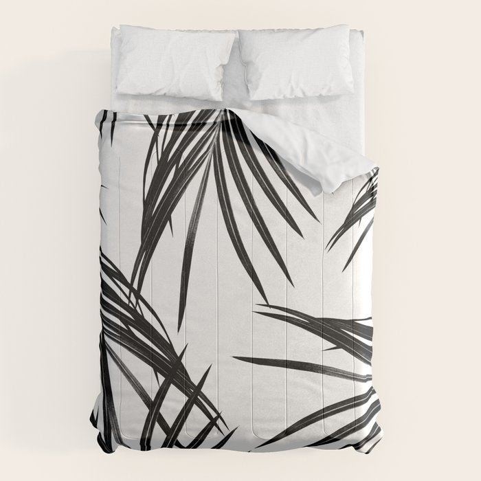 Black Palm Leaves Dream #1 #tropical #decor #art #society6 Comforter Gallery Image 1
