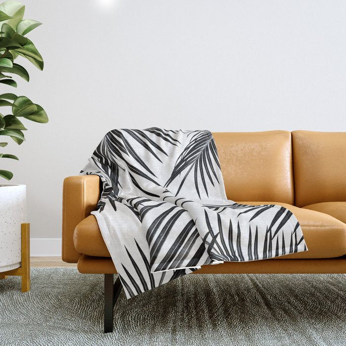 Black Palm Leaves Dream #1 #tropical #decor #art #society6 Throw Blanket Gallery Image 1