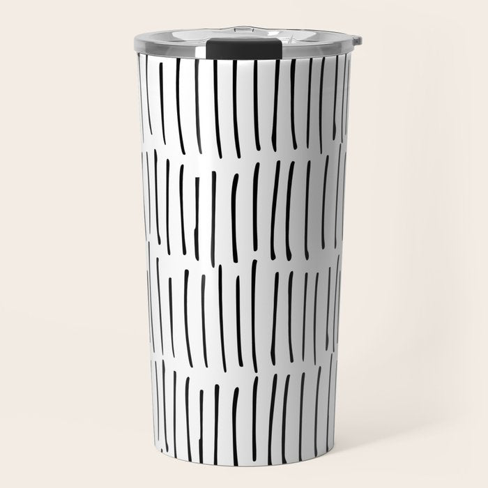 Boho Wall Art, Black and White, Line Art Travel Mug Gallery Image 1