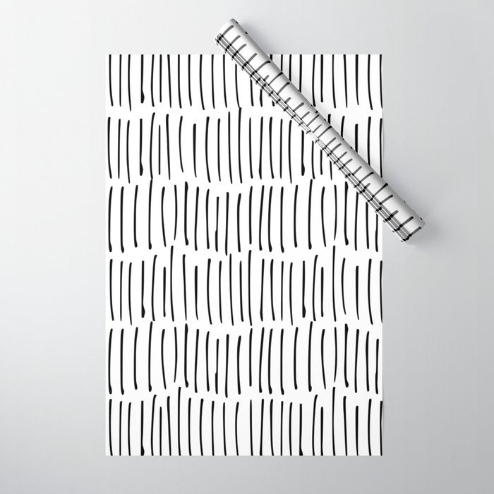 Boho Wall Art, Black and White, Line Art Wrapping Paper Gallery Image 1