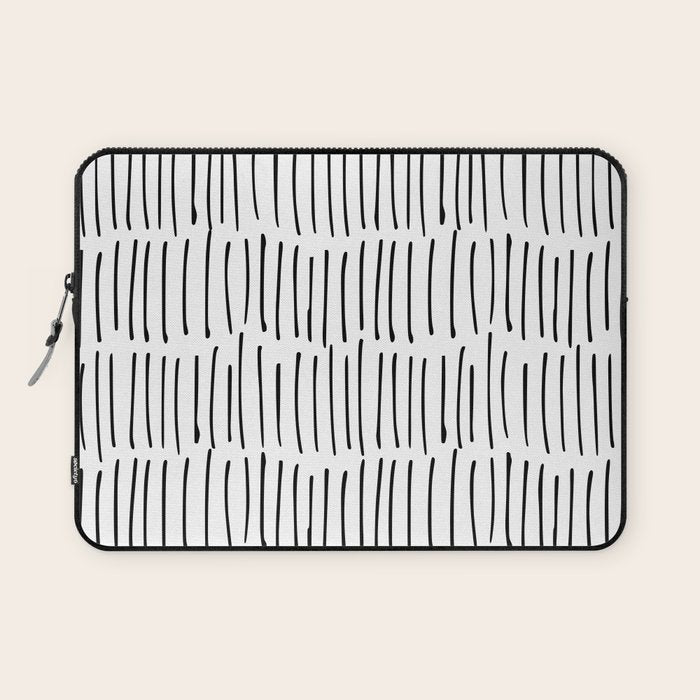 Boho Wall Art, Black and White, Line Art Laptop Sleeve Gallery Image 1