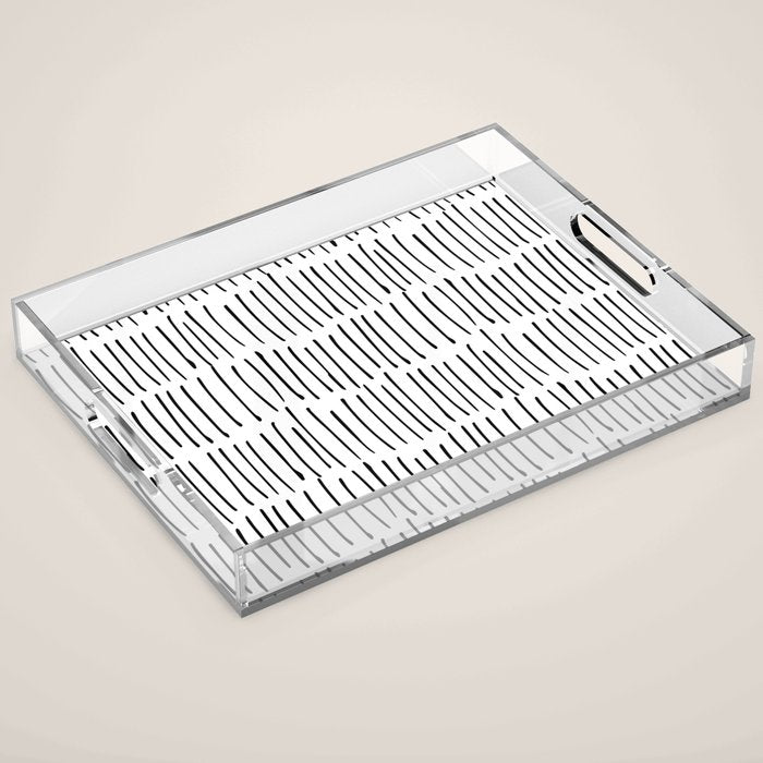 Boho Wall Art, Black and White, Line Art Acrylic Tray Gallery Image 1