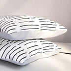 Boho Wall Art, Black and White, Line Art Pillow Sham Gallery Image 3