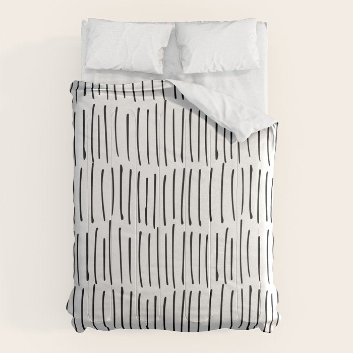 Boho Wall Art, Black and White, Line Art Comforter Gallery Image 6